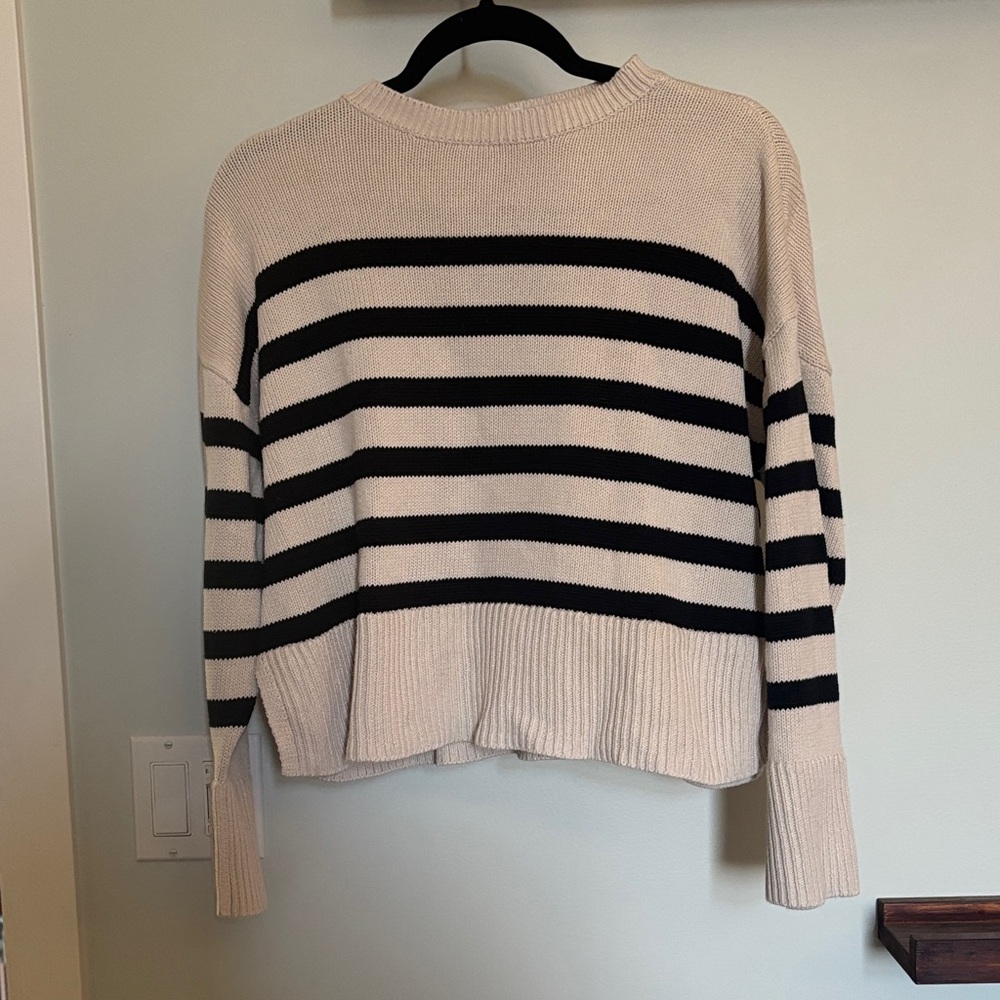 GAP Striped Black and Cream Sweater